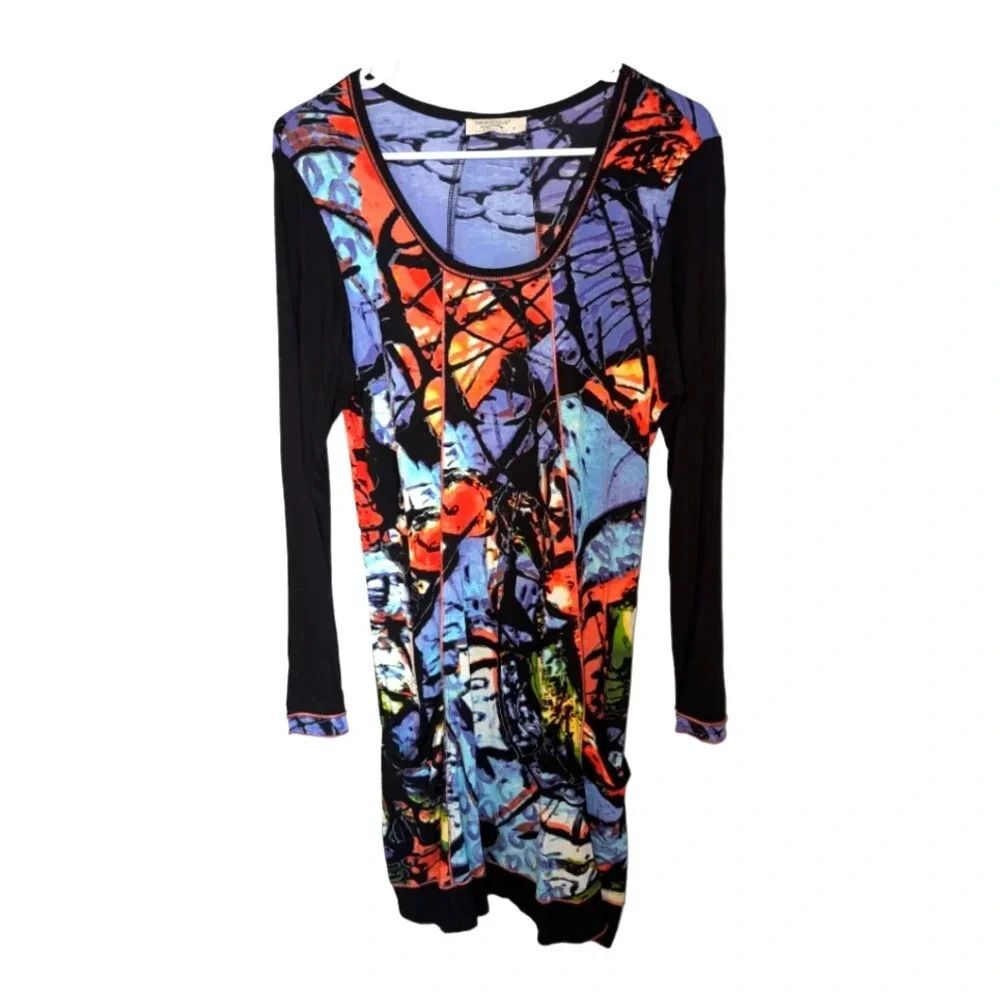 Orientique Naturally Women’s Tunic Top or Mini Dress. Bright, Vivid W/Pockets Sm